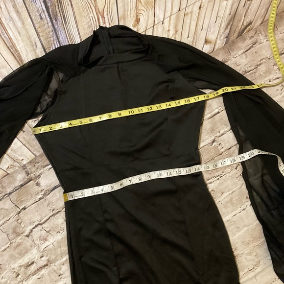 NWT DOSE black maxi formal dress with long flare chiffon sleeve(cape) size M. - Picture 9 of 12